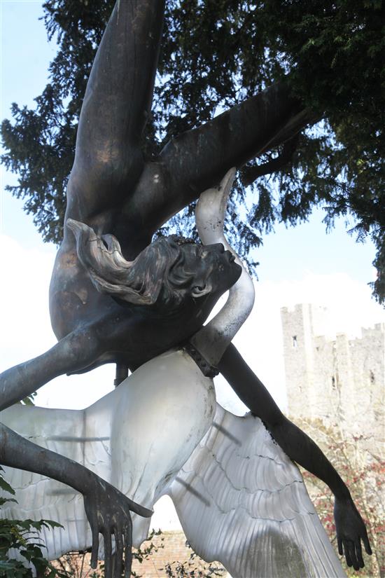 A monumental bronze and phenolic sculpture; Leda and the Swan, by Gerry Downes H. 5m. W. 2.6m approx.